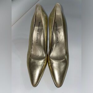 Charles Jourdan Paris Gold Heels Size 7